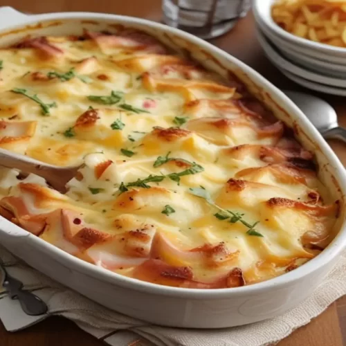 Batata Gratinada com Presunto e Queijo